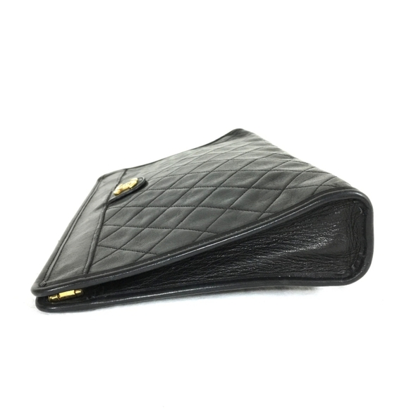 Vintage Rare Chanel Lambskin Leather Quilted Frame Clutch Bag Black France - Picture 8 of 16